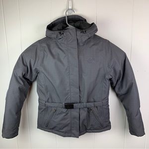 The North Face Full Zip Jacket Hooded Hyvent Goose Down Belt Gray Women’s Medium